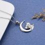 Sterling Silver Lucky Elephant Necklace S925 Cute Baby Animals Pendant Moon Jewelry Gifts for Girls Daughter Teen