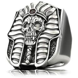 Pharaoh Skull Ring for Men, Egyptian Ring, Mummy Rings, Amulet Ring, Egyptian Jewelry Gift for Men Boys