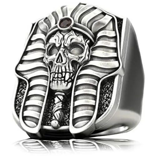 Pharaoh Skull Ring for Men, Egyptian Ring, Mummy Rings, Amulet Ring, Egyptian Jewelry Gift for Men Boys Pharaoh Skull Ring for Men, Egyptian Ring, Mummy Rings, Amulet Ring, Egyptian Jewelry Gift for Men Boys