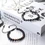 CASSIECA 6Pcs Lava Rock Stone Bead Bracelet for Men Women 8mm Elastic Tiger Eye Stone Bead Bracelet Stress Relief Yoga Bead Adjustable Bracelet Aromatherapy Essential Oil Diffuser Anxiety Bracelet Set
