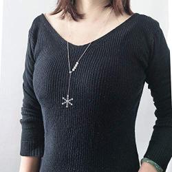 S925 Sterling Silver Snowflake Necklace Earrings Bracelet Ring Set for Lady Women Girl Jewelry