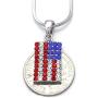 Soulbreezecollection Patriotic Red White Blue American USA US Flag Star Necklace Pendant Rhinestones 4th of July Jewelry