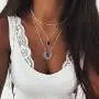 NICEMOVIC Baroque Flower Layered Necklace Vintage Lotus Pendant Necklace Silver Beaded Choker Necklaces Jewelry for Women and Girls NICEMOVIC Baroque Flower Layered Necklace Vintage Lotus Pendant Necklace Silver Beaded Choker Necklaces Jewelry for Women and Girls