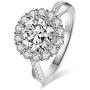 JIANGYUE Classic 3 Carats AAA Diamond Cubic Zirconia Engagement Wedding Rings for Women 14K White Gold Big Main Stone Cocktail Halo Rings Size 5 6 7 8 9 10