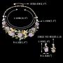 EVER FAITH Crystal Enamel Hummingbird Hibiscus Flower Leaf Necklace Earrings Set Gold-Tone