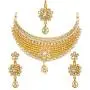 Bindhani Womens Indian Jewelry Simple Bridal Wedding Party Wear Crafted Brides Gold Plated Kundan Polki Choker Necklace Earrings Tikka Fashion Bollywood Style Jewellery Tika Set for Bridemaids