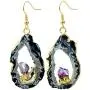 SUNYIK Natural Gemstone Quartz Geode Drusy Crystal Dangle Earrings for Women SUNYIK Natural Gemstone Quartz Geode Drusy Crystal Dangle Earrings for Women