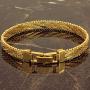 Lifetime Jewelry 7mm Vintage Flat Basket Weave Bracelet 24k Real Gold Plated for Women and Men