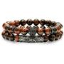 BOMAIL 8mm Tiger Eye Stone Beads Bracelet Elastic Natural Stone Yoga Bracelet for Women Men