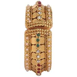 Efulgenz Fashion Jewelry Indian Bollywood 14 K Gold Plated Faux Pearl Bracelets Bangle Set for Women