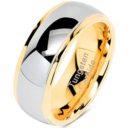 100S JEWELRY Engraved Personalized Tungsten Rings For Men Women Wedding Band Two Tone Gold Silver Engagement Sizes 6-16