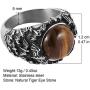 HZMAN Polished Natural Tiger Eye Stones Bat Ring for Men Women Stainless Steel Ring Wicca, Reiki, and Energy Crystal Healing Jewelry