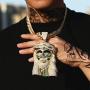 YIMERAIRE Hip Hop Jewelry 18K Gold Plated 3D Large Shark Pendant Iced Out Premium Zircon Fish Animal Creative Necklace with Free Rope Chain