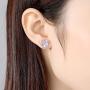 idealway Pink Cherry Blossoms Flower Necklace Earrings Wedding Jewelry CZ Hypoallergenic (Zircon Pink Flower Set)