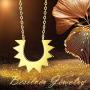 Besilver Large Sun Necklace Sterling Silver 18K Gold Filled Sunshine Pendant Crystal Round Moon Star Necklace Women Men Unisex Celestial Jewelry Birthday for Wife Girlfriend