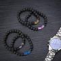 SEVENSTONE 8mm Lava Rock Bead Arrow Diffuser Natural Stone Bracelet Yoga Beads Elastic Jewelry Set for Women Men