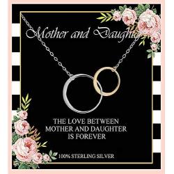 creatique Mother Daughter Necklace - Interlocking Circles Necklace, Mothers Day Jewelry Gifts, Mothers Day Necklaces, Mom and Daughter Necklace - Mother and Daughter Necklace