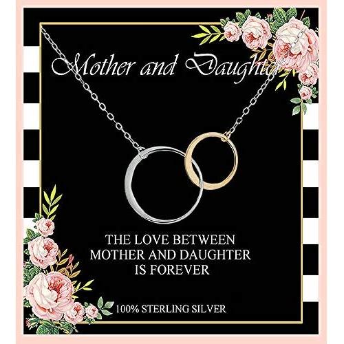creatique Mother Daughter Necklace - Interlocking Circles Necklace, Mothers Day Jewelry Gifts, Mothers Day Necklaces, Mom and Daughter Necklace - Mother and Daughter Necklace