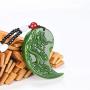LOOPIG One Pairs Chinese Green Jade Dragon Phoenix Jade Pendant Jewelry Lucky Amulet Jade Necklace