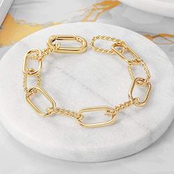 CIUNOFOR Designer Brand Classic Twist Rope Chain Link Bracelet Threader Interlocking Bracelet Inspired Antique Textured Bracelet Gold Plated Cable Wire Bracelet
