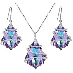 EVER FAITH 925 Sterling Silver Gift Jewelry for Women CZ Baroque Pendant Necklace Earrings Set
