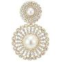 Wedding Rhinestone Synthetic Pearl Cluster Large Circle Flowers Long Drop Statement Earrings Elegant