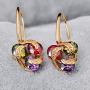 Bamos Multicolor Dangle Earrings, 14K Rose Gold/White Gold/Gold Plated Earrings for Women Dangle，3 Stone Flower Earrings Unique Earrings for Women