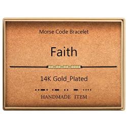 Morse Code Bracelet 14k Gold Plated Beads on Silk Cord Secret Message Faith Bracelet Gift Jewelry for Her
