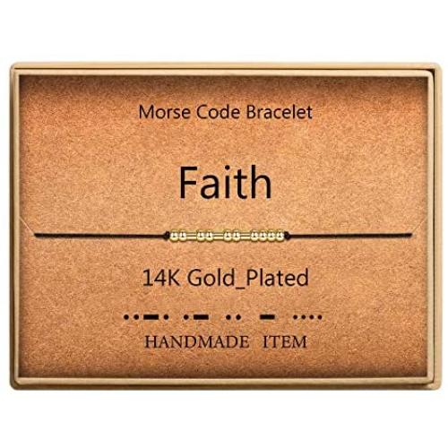 Morse Code Bracelet 14k Gold Plated Beads on Silk Cord Secret Message Faith Bracelet Gift Jewelry for Her
