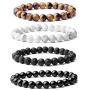 WRCXSTONE Natural 8mm Gorgeous Semi-Precious Gemstones Healing Crystal Stretch Beaded Bracelet Unisex