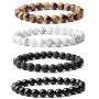 WRCXSTONE Natural 8mm Gorgeous Semi-Precious Gemstones Healing Crystal Stretch Beaded Bracelet Unisex