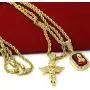 Jewel Town Mens Gold Angel & P Ruby Bundle Set Cz Pendant Hip Hop 24'' & 30'' Rope Chain D463