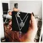 MJartoria Moon Pentagram Necklace Pentacle Crystal Chakra Necklace Charm Pendant Multi Layered Alloy Chain Choker Necklaces Set Gothic Jewelry