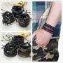 Finrezio 24 PCS Black Braided Leather Bracelets Set for Men Wrap Cuff Bracelet Adjustable