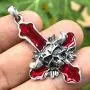Inverted Upside down Gothic Red Cross Baphomet Lucifer Devils Face Demon Skull Satanic Heavy Metal Punk Rock Biker Jewelry Pewter Mens Pendant Necklace Charm protection Amulet with Silver ball chain Inverted Upside down Gothic Red Cross Baphomet Lucifer Devils Face Demon Skull Satanic Heavy Metal Punk Rock Biker Jewelry Pewter Mens Pendant Necklace Charm protection Amulet with Silver ball chain