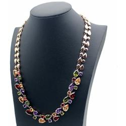 Hermosa Rose Gold Plated Multicolor Austria Crystal Elements Jewelry Set Necklace Earrings Bracelet and Ring