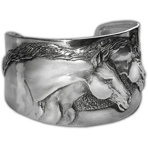 Horse Lady Gifts Equestrian Inspired Handcrafted Pewter Cuff Bracelet