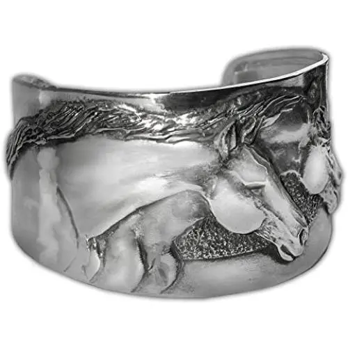 Horse Lady Gifts Equestrian Inspired Handcrafted Pewter Cuff Bracelet