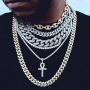 TOPGRILLZ 14K Gold Plated Iced Out CZ Lab Diamond Ankh Cross Egyptian Pendant for Men and Women with 24'' Stainless Steel Chain Necklace