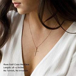 Ursteel Cross Necklace for Women, Dainty Gold Plated Cross Pendant Necklace Sideways Cross Choker Layered Cross Necklace for Women Girls