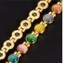 Jewelry 18K Gold Plated round cats Eye/Turquoise Copper Bracelets Magnetic Therapy 7.8''Chain Link for Women