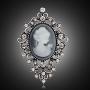 JJTZX Victorian Black Velvet Lace Cameo Choker Gothic Lady Cameo Necklace&Brooch Pin Gift for Her