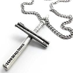 FORGIVEN JEWELRY Baseball Bat Cross Necklace Chain