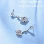WDM Women Blue Threaded Earrings Sterling Silver Earrings Dangle Long Girls Earrings Hypoallergenic for Sensitive Ears CZ Diamond Dangling Drop Earrings (Double moon earrings-silver)