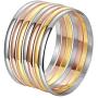 Stainless Steel Tri-Color Silver/Gold/Rose Gold Bangle Bracelets Set for Women, Set of 7 Pieces, Size 9.00 Inches