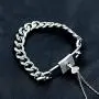 Uloveido Titanium Steel Key Pendant Necklace and Square Lock Bangle Bracelet Set for Couples Valetines Gifts