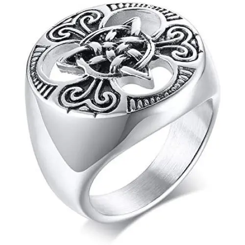 VNOX Stainless Steel Viking Celtic Cross Irish Knot Triquetra Trinity Triangle Signet Ring Band for Men VNOX Stainless Steel Viking Celtic Cross Irish Knot Triquetra Trinity Triangle Signet Ring Band for Men