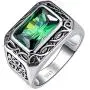 BONLAVIE Silver Rings for Men 6.85ct 8X12mm Radiant Cut Created Emerald 925 Sterling Silver Wedding Engagement Band Size 6-14 BONLAVIE Silver Rings for Men 6.85ct 8X12mm Radiant Cut Created Emerald 925 Sterling Silver Wedding Engagement Band Size 6-14