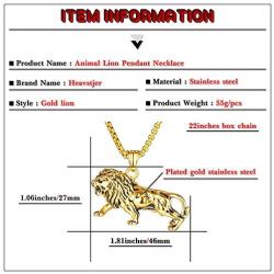 Heavstjer Punk Stainless Steel Animal Lion Pendant Necklace