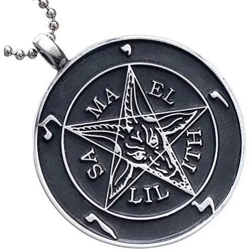 Church of Satan Jewelry The Sigil of Baphomet SAMAEL-LILITH Inverted Pentacle Pentagram Star Satanic Devil LaVeyan Satanism Wicca Witchcraft Pewter Mens Pendant Necklace charm men w Silver ball chain Church of Satan Jewelry The Sigil of Baphomet SAMAEL-LILITH Inverted Pentacle Pentagram Star Satanic Devil LaVeyan Satanism Wicca Witchcraft Pewter Mens Pendant Necklace charm men w Silver ball chain
